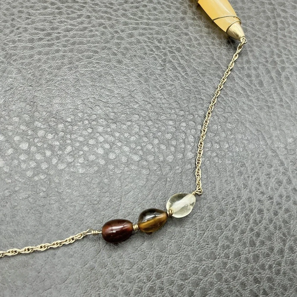 Kenneth Cole Necklace Gold Tone Multicolor Stone Beaded Station Long Chain 28